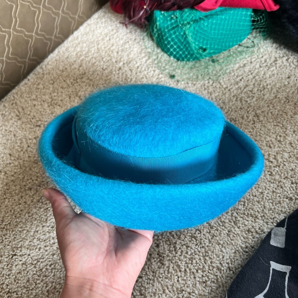 Vintage Clover Lane Henry Pollack Vibrant Blue Fuzzy Hat
